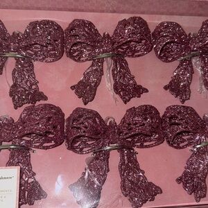 Cupcakes and Cashmere Pink Glitter Bow Ornaments